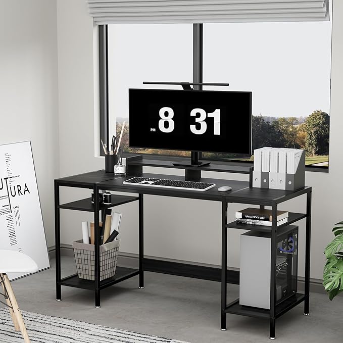 Computer Desk Gaming Desk with Monitor Stand, Home Office Desk Suitable - Image 7