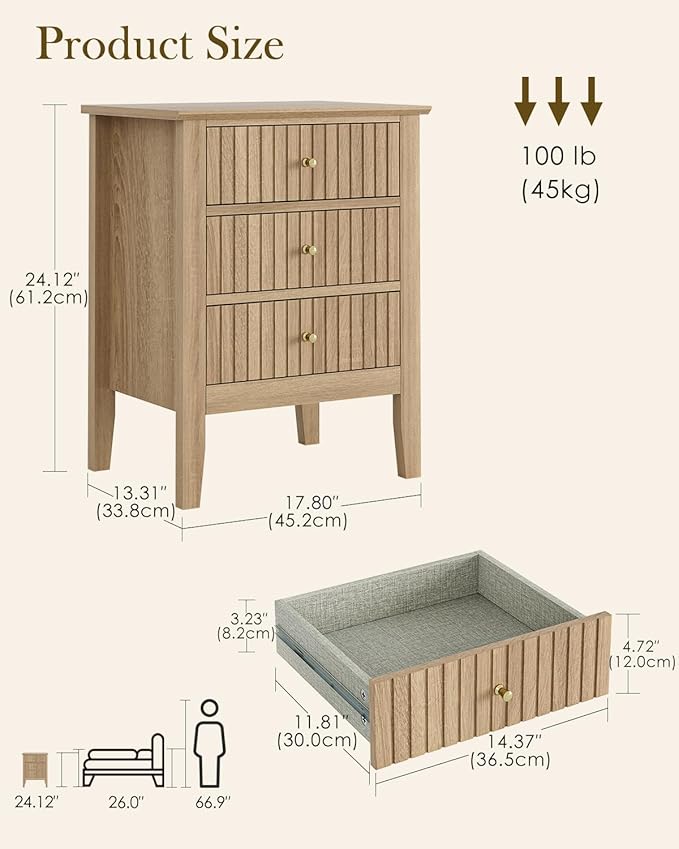 Fluted Nightstand, Farmhouse Night Stand - Image 2