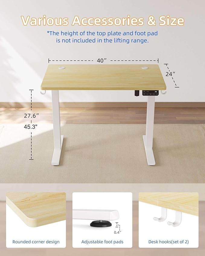 YIHAYO Electric Standing Desk, 40 x 24 Inches Stand Up Desk - Image 6