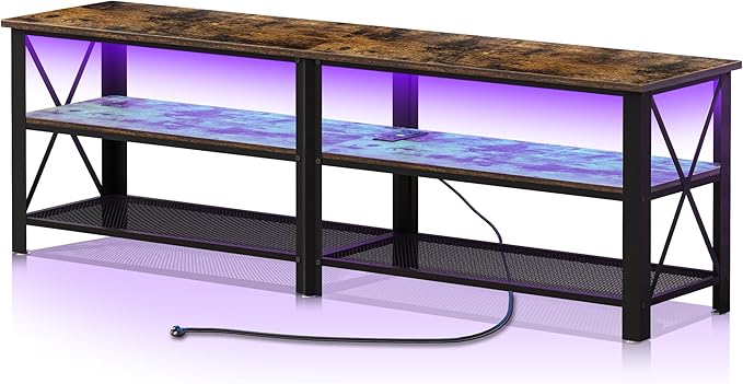 Clikuutory Modern Brown 63 inch Metal TV Stand by Turnyourhouseintoahome
