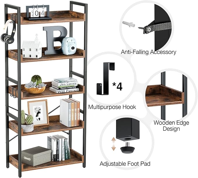Rolanstar Bookshelf 5 Tier - Image 4