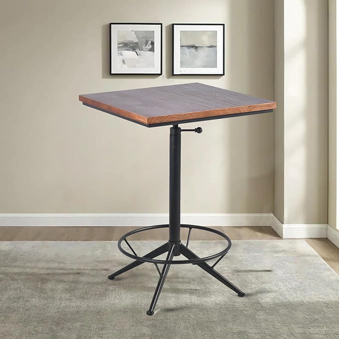 Diwhy Industrial Design Bar Table Height Adjustable 30.3-35.4in Kitchen Dining - Image 4