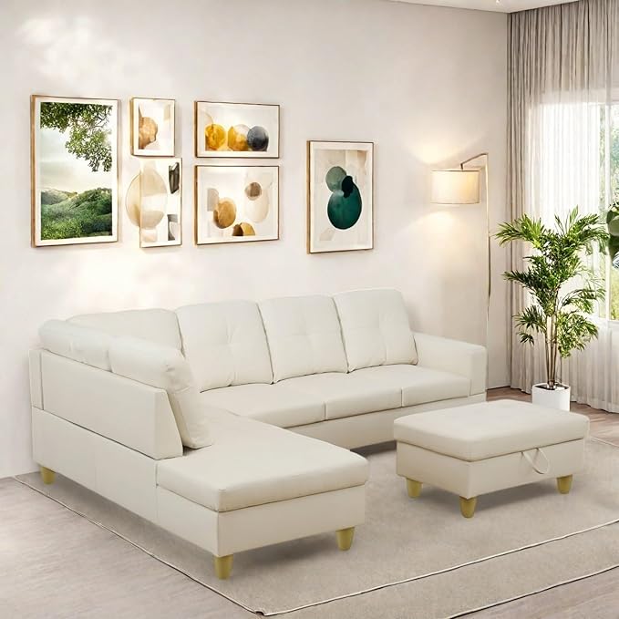 Sectional Couch with Ottoman Storage, L Shaped Sofa Furniture Sets, Modern - Image 4