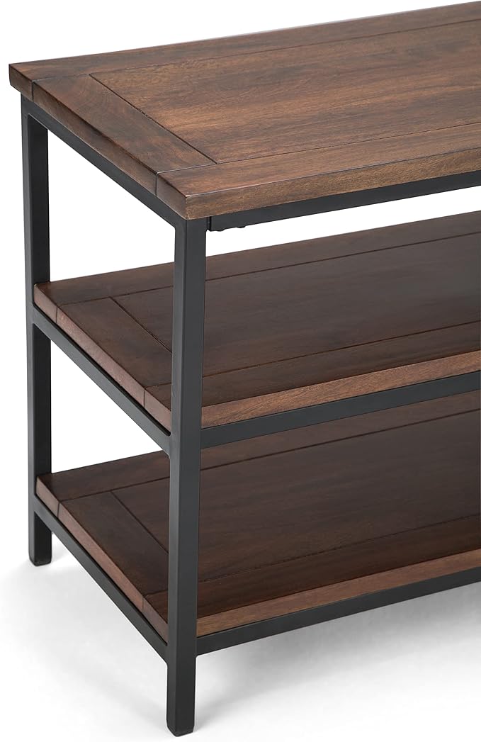 SIMPLIHOME Skyler SOLID MANGO WOOD 60 inch Wide Industrial TV Media Stand in - Image 4