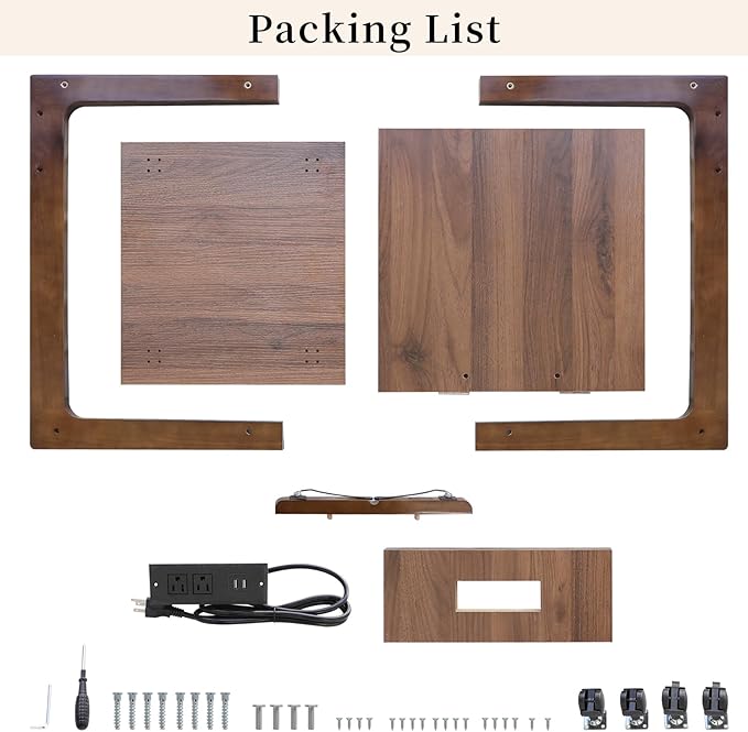 C Shaped End Table with Charging Station, Small Side Table - Image 7