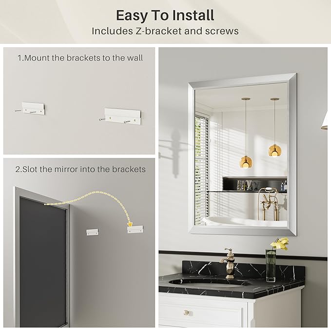 36x36 Inch Silver Bathroom Mirror - Image 6