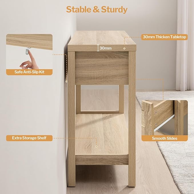 SICOTAS Rattan Console Table for Entryway - Image 6
