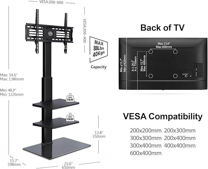 FITUEYES Swivel Floor TV Stand - Image 6