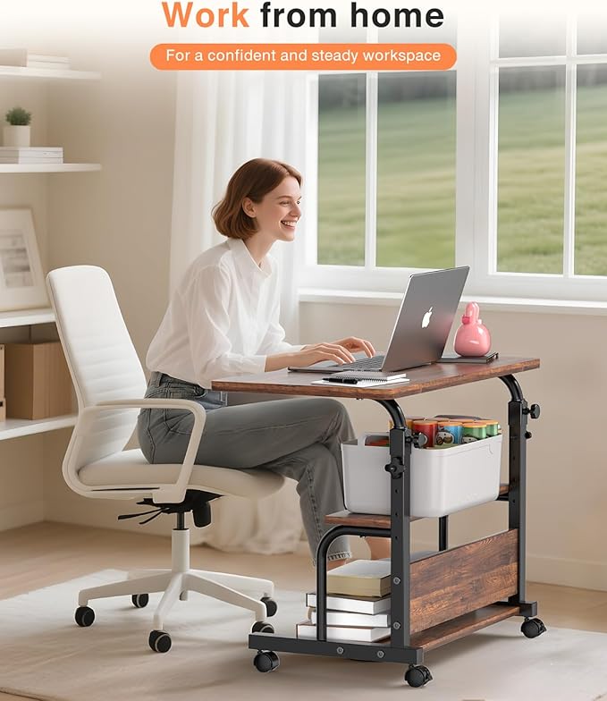 Portable Rolling Desk on Wheels Adjustable Height Desks - Image 2