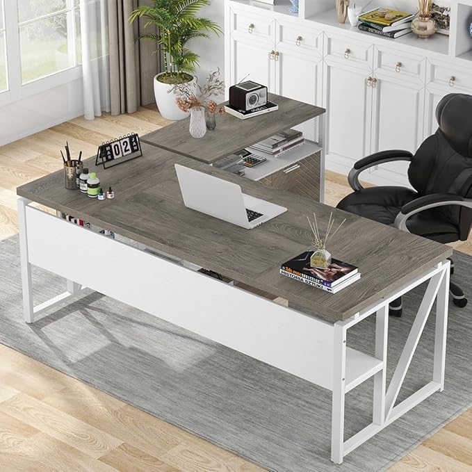 Tribesigns L Shaped Desk with Drawer Cabinet, 2 Piece Home Office Furniture by Tribesigns