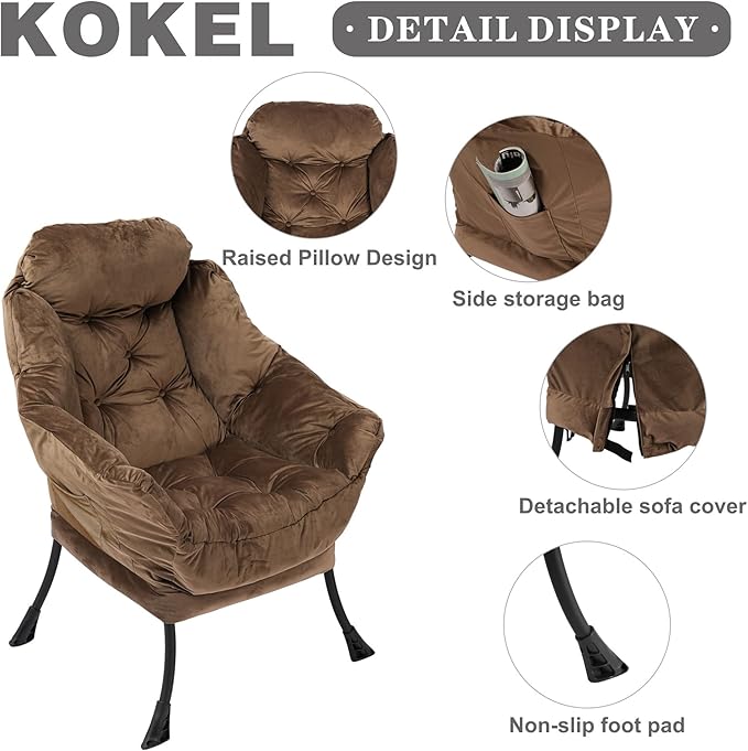 Lazy Chair with Folding Ottoman, Living Room Chairs, Accent Contemporary Lounge - Image 4
