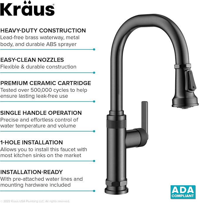 KRAUS Allyn Industrial Pull-Down Single Handle Kitchen Faucet in Spot-Free - Image 12