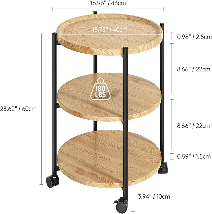 Small Side Table, 3-Tier Side Tables Living Room, Modern End Table Nightstand - Image 3