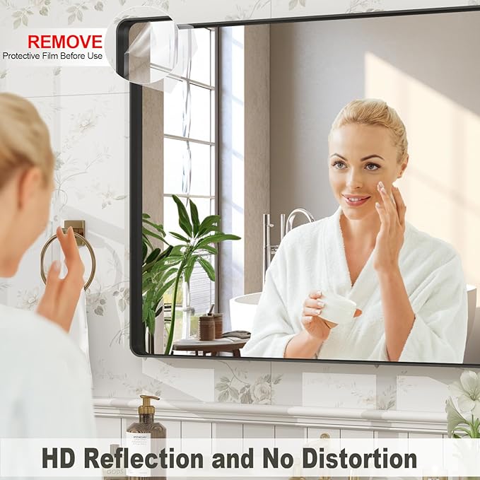 20x30 Inch Black Framed Bathroom Mirror - Image 3