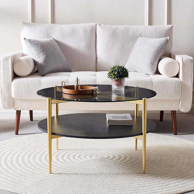 Round Coffee Table for Living Room, Mid-Century Modern Design, D30 x H17 - Image 4