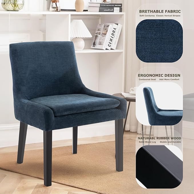 COLAMY Modern Dining Chairs Set of 4, Upholstered Corduroy Accent Side Leisure - Image 6