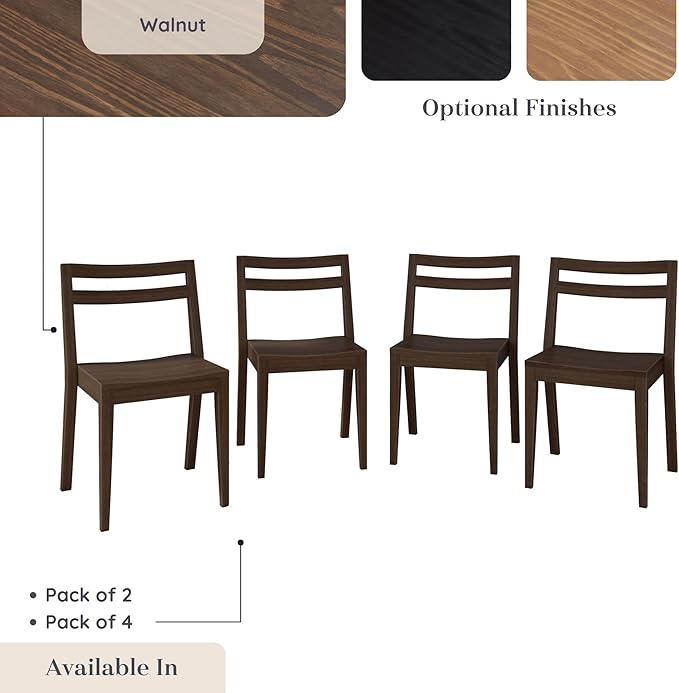 Grain & Grove Davie Dining Room Chairs Set of 4, Solid Wood Modern Kitchen Chair - Image 8