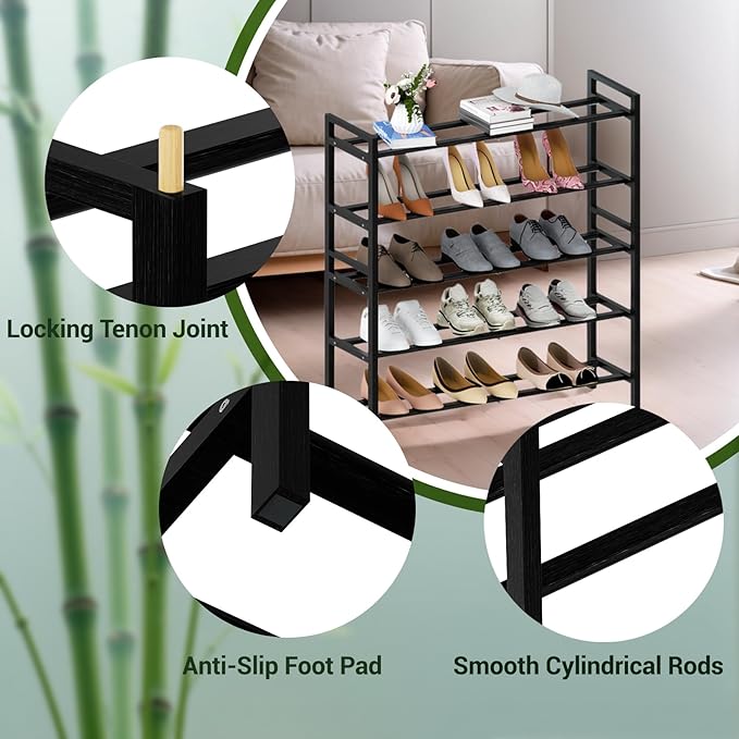 Haddockway Bamboo Shoe Rack for Closet, Free Standing Shoe Organizer - Image 8