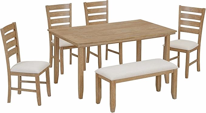 SogesPower 6-Piece Rustic Dining Table Set - Image 8