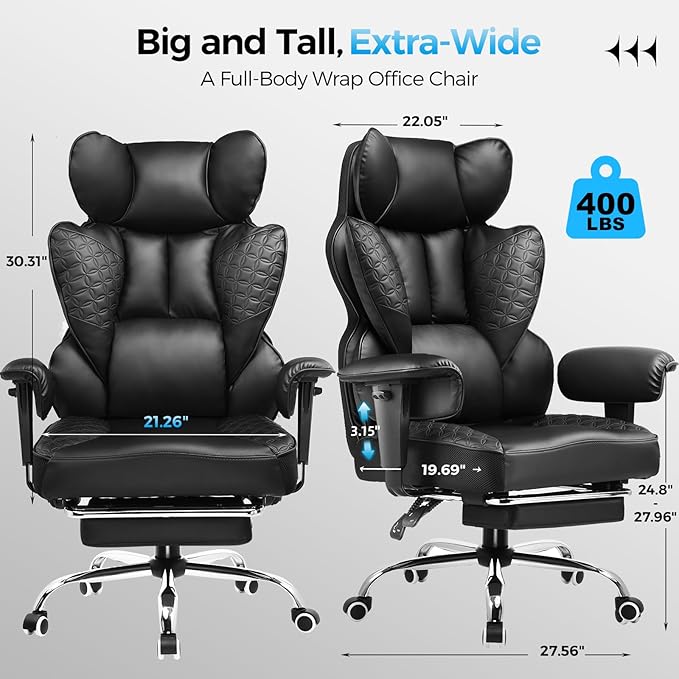 GTRACING Big and Tall Gaming Chair 400lbs Heavy Duty Office Chair - Image 2