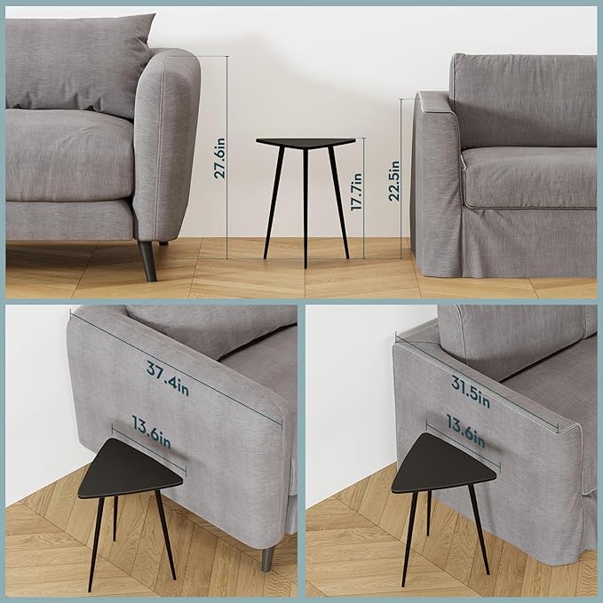 SAYGOER Small Black Side Table, Triangle End Table, Modern Narrow Bedside Table - Image 4