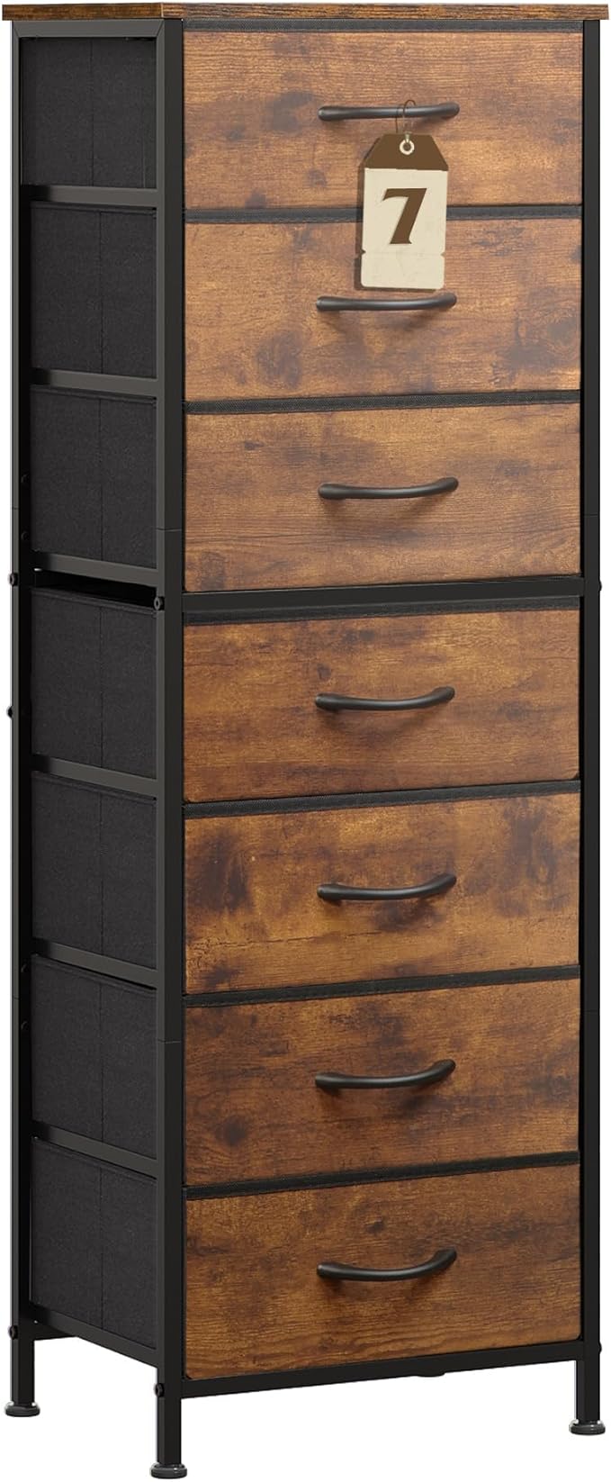 WLIVE Tall Dresser for Bedroom, 7 Drawer Dressers & Chests of Drawers, Fabric by WLIVE