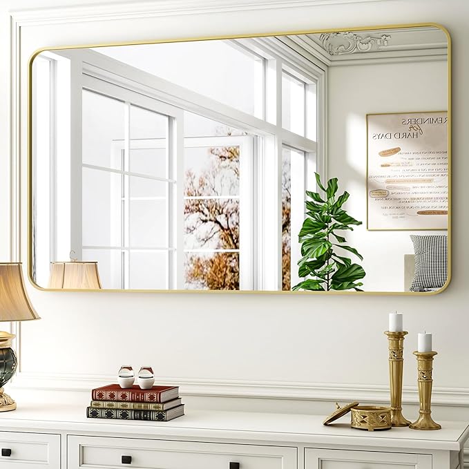 30 x 48 Inch Bathroom Mirror, Rounded Rectangular Vanity Mirror by EASLY