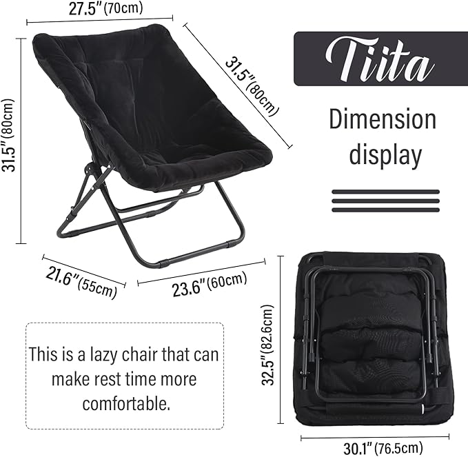 Tiita Comfy Folded Chair, Soft Faux Fur Oversized Folding Accent Chair - Image 3