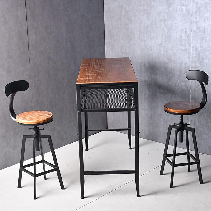 Set of 2 Industrial Bar Stools - Image 2