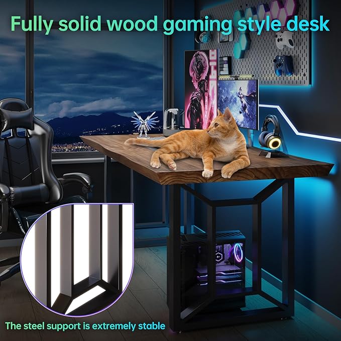 Solid Wood Computer Desk Study Office Desk 55" Writing, Modern Simple Style PC - Image 3