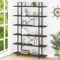 HSH 6 Tier Tall Black Bookshelf, Modern Large Storage Book Shelves & Display by HOMESWEETHOME