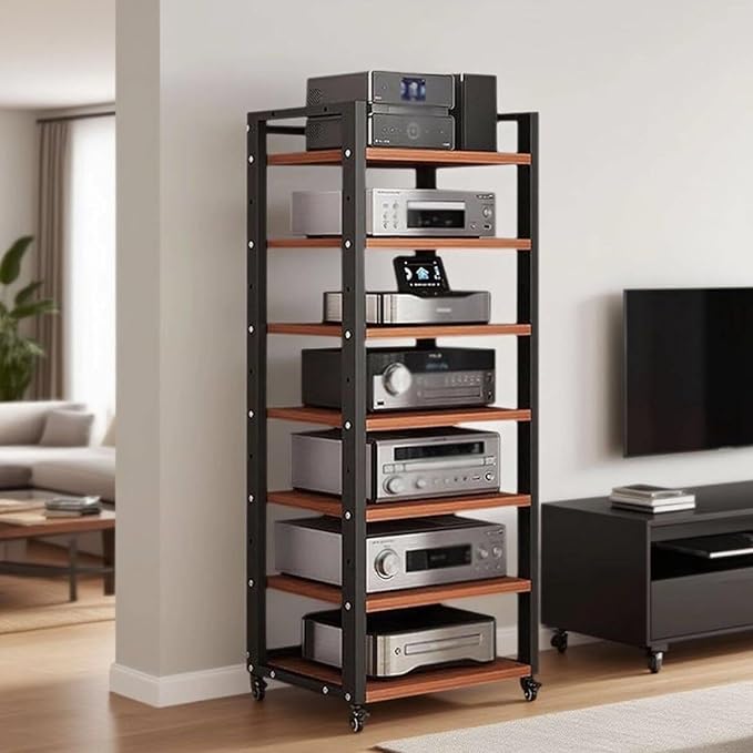 7 Tier Audio Rack Tower, CD Record Player Stereo Receiver AV Equipment Cabinet by Dernoing