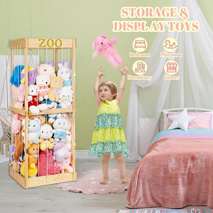 Trycooling Stuffed Animal Zoo Stuffed Animal Storage Wood Plushie Storage - Image 6