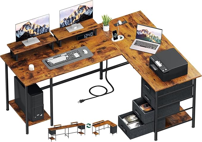 59 inch L Shaped Computer Desk by Korfile