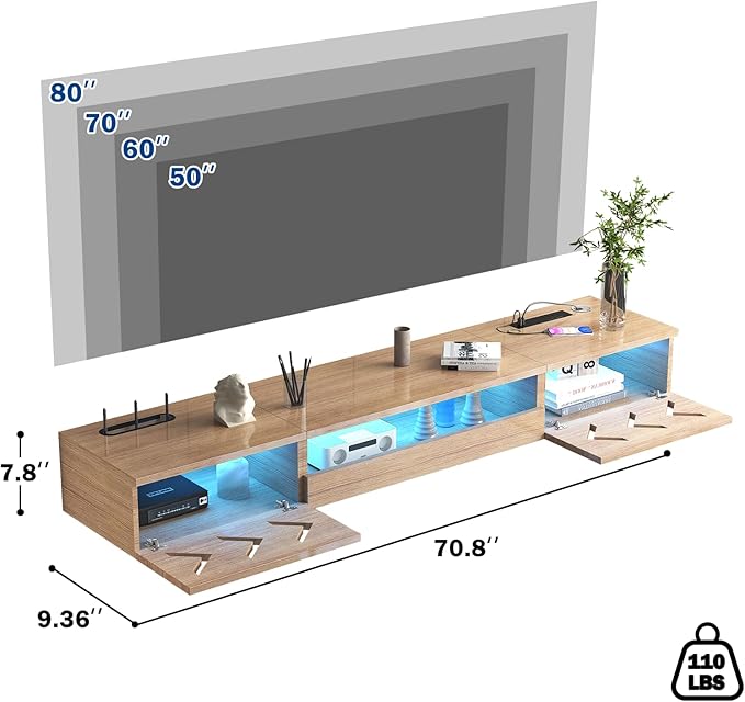 Floating TV Stand, Floating Wall Mounted TV Shelf - Image 6