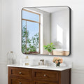 Black Bathroom Mirrors for Wall, Rounded Corner Metal Frame Wall Mirror by WelcometoCIVENO