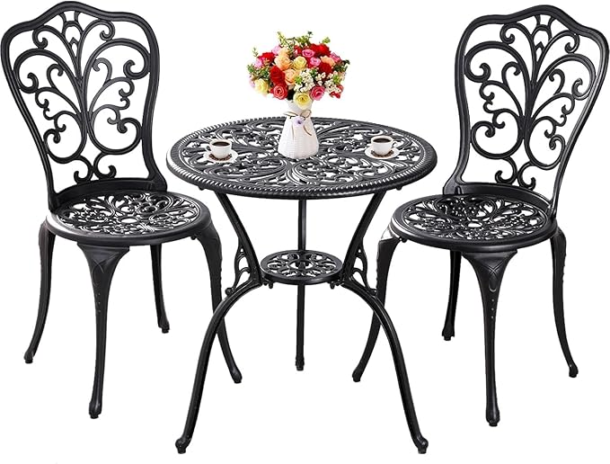 Outdoor Bistro Set 3 Piece Patio Bistro Set, Cast Aluminum Bistro Table and - Image 8