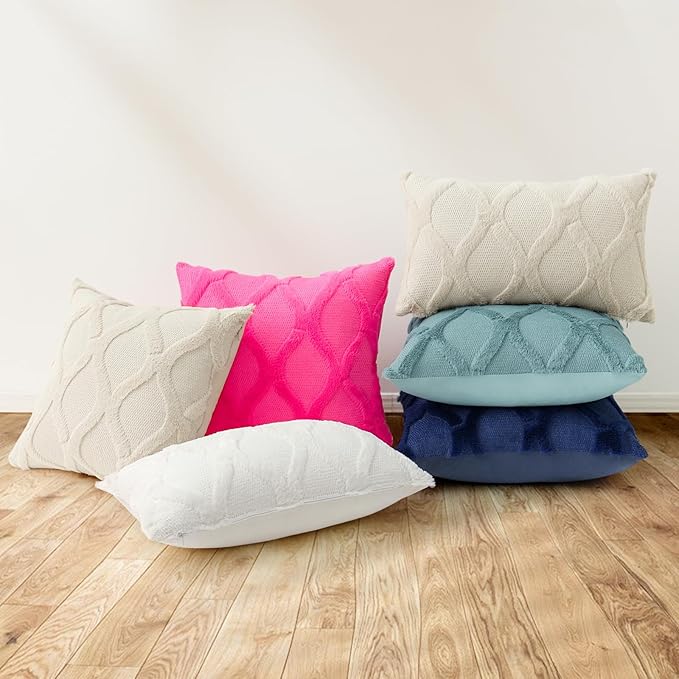 decorUhome Throw Pillow Covers 16x16 Inch Set of 2, Soft Plush Faux Fur Wool - Image 6