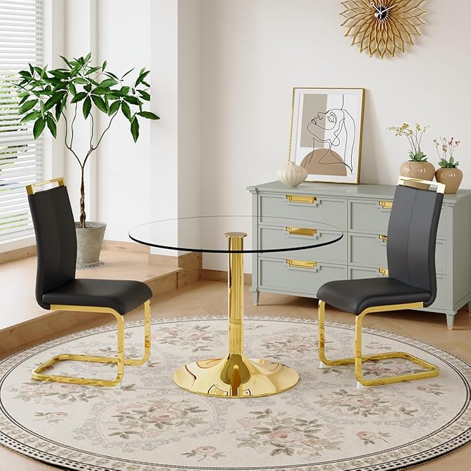 Dining Chairs Set of 2, Faux Leather Dining Chairs - Image 3