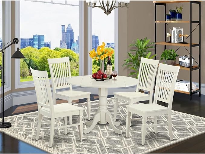 East West Furniture DLWE5-WHI-W 5 Piece Dining Table Set - Image 6