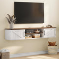 Floating TV Stand with Doors, 2 Tier Wall Mounted TV Stand, Floating by ALLSTAND