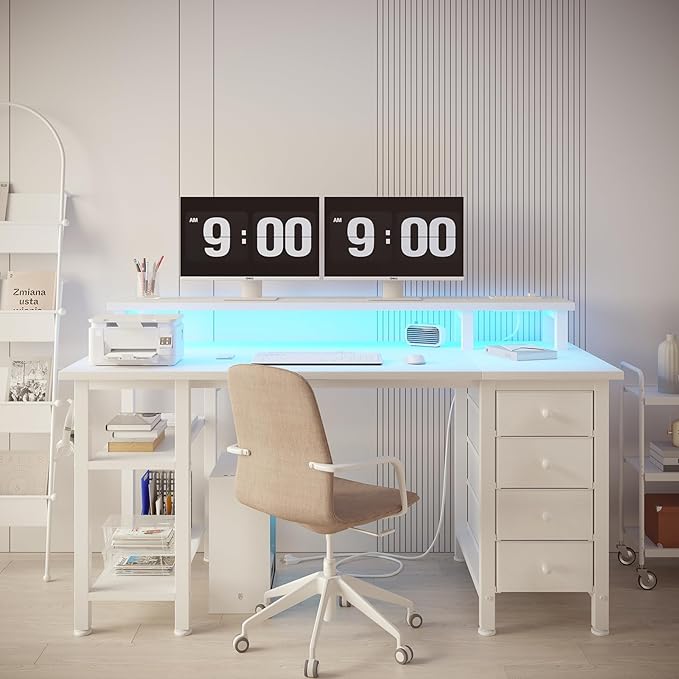 Lufeiya White Desk with Drawers Storage - Image 4