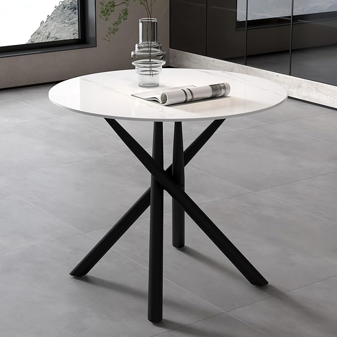 White Marble Round Dining Table - Image 2