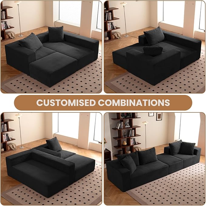 Modular Sectional Sofa, Corduroy Cloud Couch - Image 8
