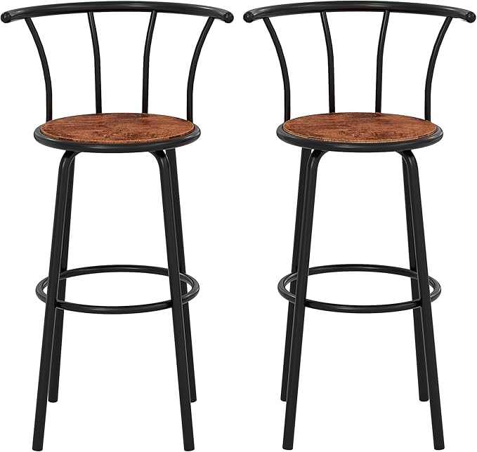 VECELO Bar Stools Set of 2, Swivel Counter Stools - Image 8