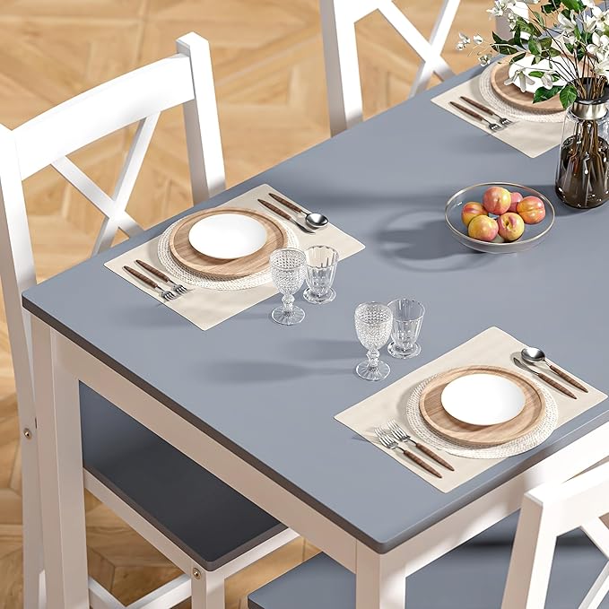 SogesPower Dining Table Set for 4, Wood Rectangular Kitchen Dining Table Set - Image 6