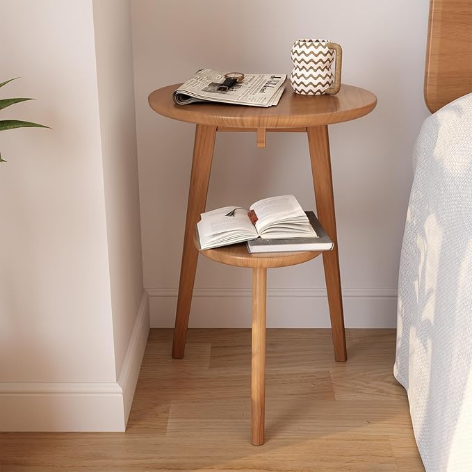 Small End Table Round End Table, Solid Wood Round Side Table - Image 2