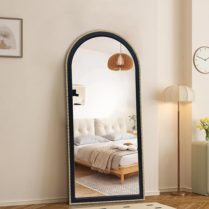 WAMIRRO Ornate Full Long Mirror, Arched Black Carved Morden Luxury Living Room - Image 7