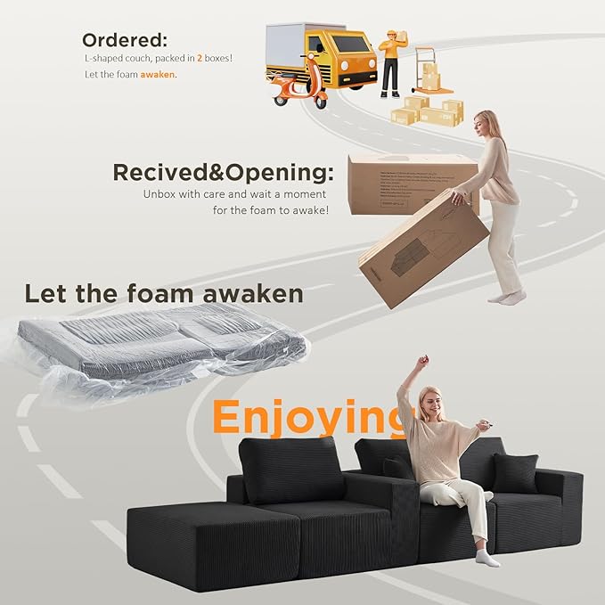 INGEROOM 108" Cloud Sectional Couch, Modular Sectional Sofa - Image 7