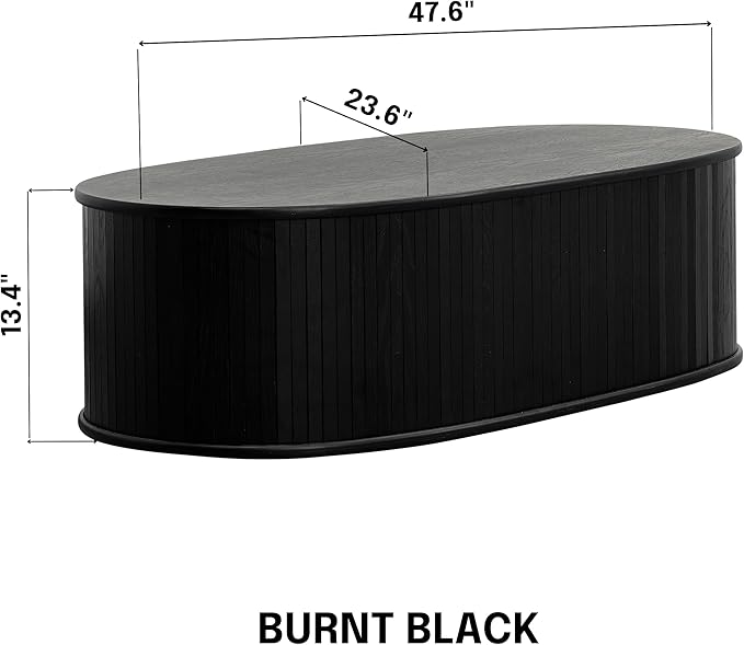 NTC Stream Coffee Table, Modern Oval Wooden Center Table - Image 2